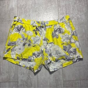 Kut from the Kluth Floral Yellow and Gray Women's Linen Shorts Sz 10